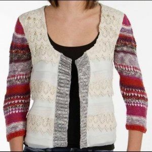 cream off white multicolored sweater cardigan